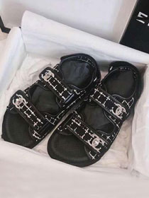 CC tweed sandals G34726 black