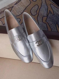 CC original calfskin loafers G35037 silver