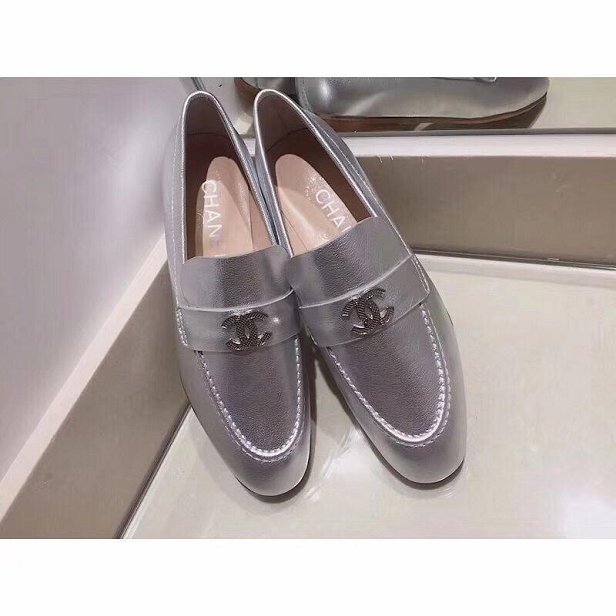 CC original calfskin loafers G35037 silver