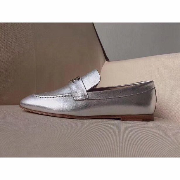CC original calfskin loafers G35037 silver