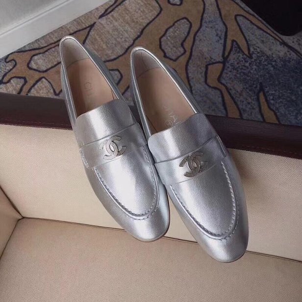 CC original calfskin loafers G35037 silver