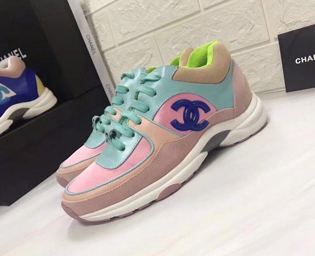 2019 CC calfskin sneakers G34361 pink&green