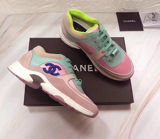 2019 CC calfskin sneakers G34361 pink&green