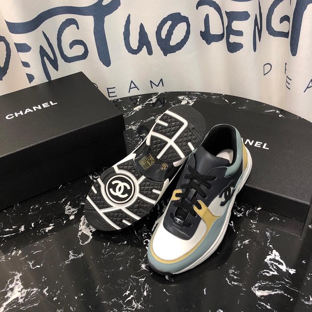 CC original calfskin sneakers G34362 white&light blue