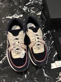 2019 CC suede calfskin sneakers G34362 beige&navy blue