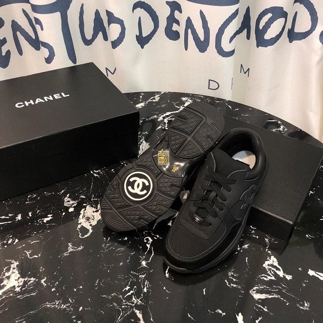 2019 CC suede calfskin sneakers G34362 black
