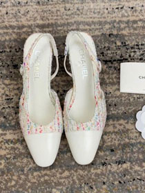 2019 CC tweed slingbacks G31319 white