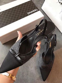 2019 CC tweed slingbacks G31320 black