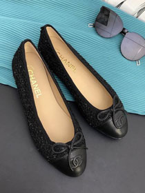 CC original lambskin&tweed ballerinas G02819 black