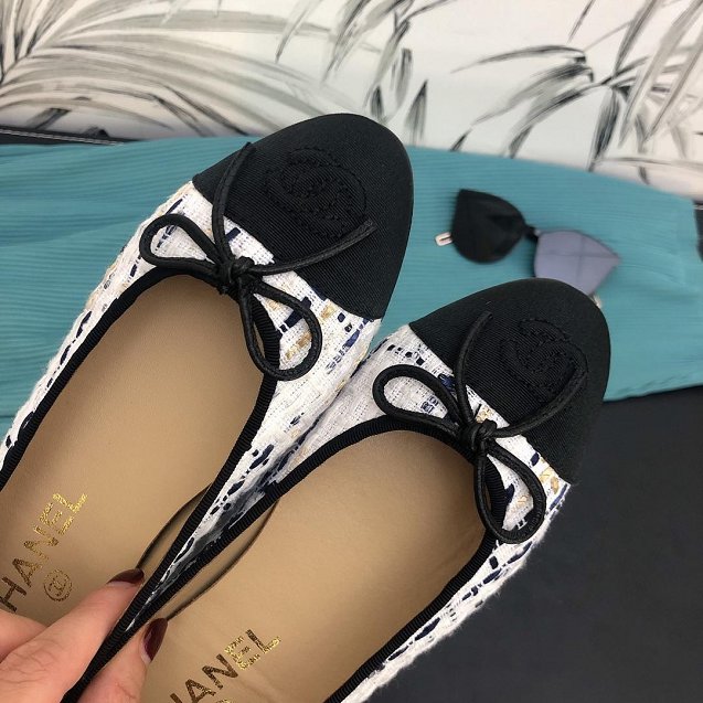CC tweed ballerinas G02819 white&black