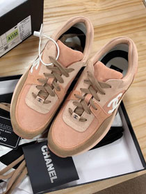 CC tweed&suede sneakers G34357 pink