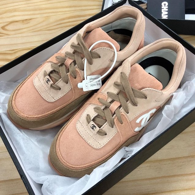 CC tweed&suede sneakers G34357 pink
