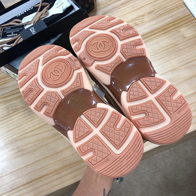 CC tweed&suede sneakers G34357 pink