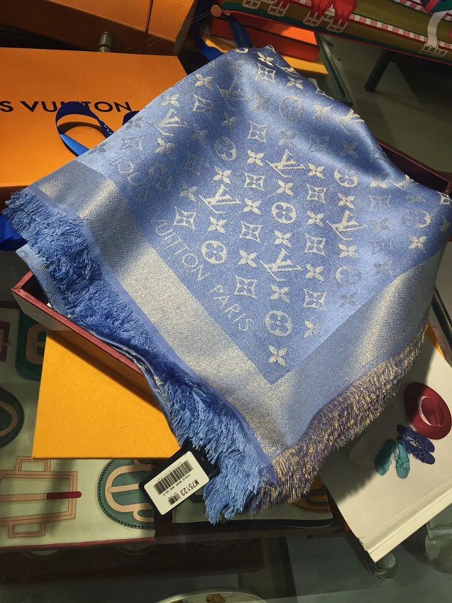 2020 louis vuitton top quality silk scarf L568 light blue