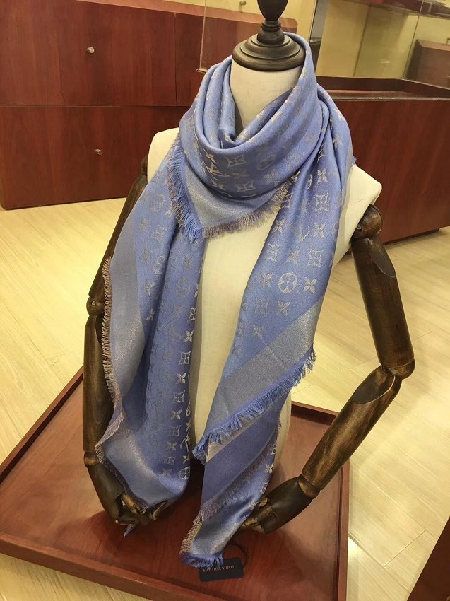 2020 louis vuitton top quality silk scarf L568 light blue