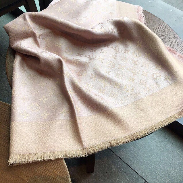 2020 louis vuitton top quality silk scarf L568 light pink&gold