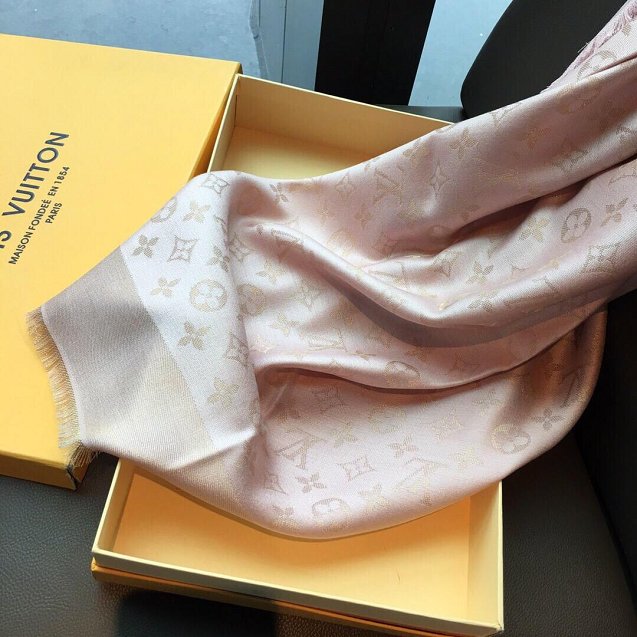 2020 louis vuitton top quality silk scarf L568 light pink&gold