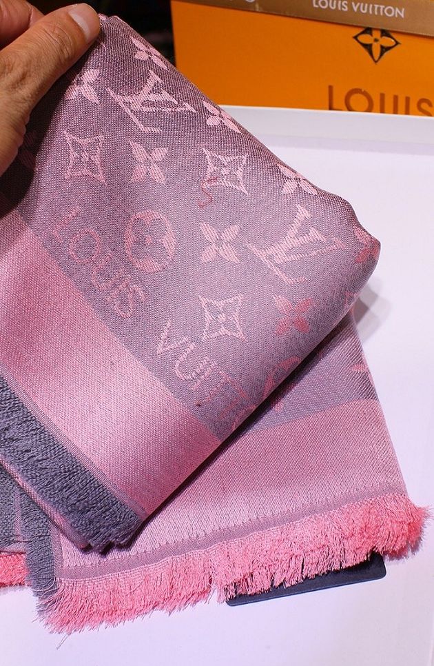 2020 louis vuitton top quality silk scarf L568 pink&grey
