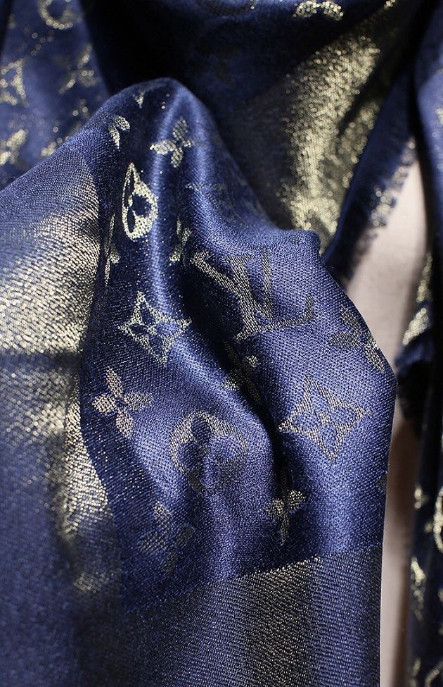 2020 louis vuitton top quality silk scarf L568 royal blue&gold