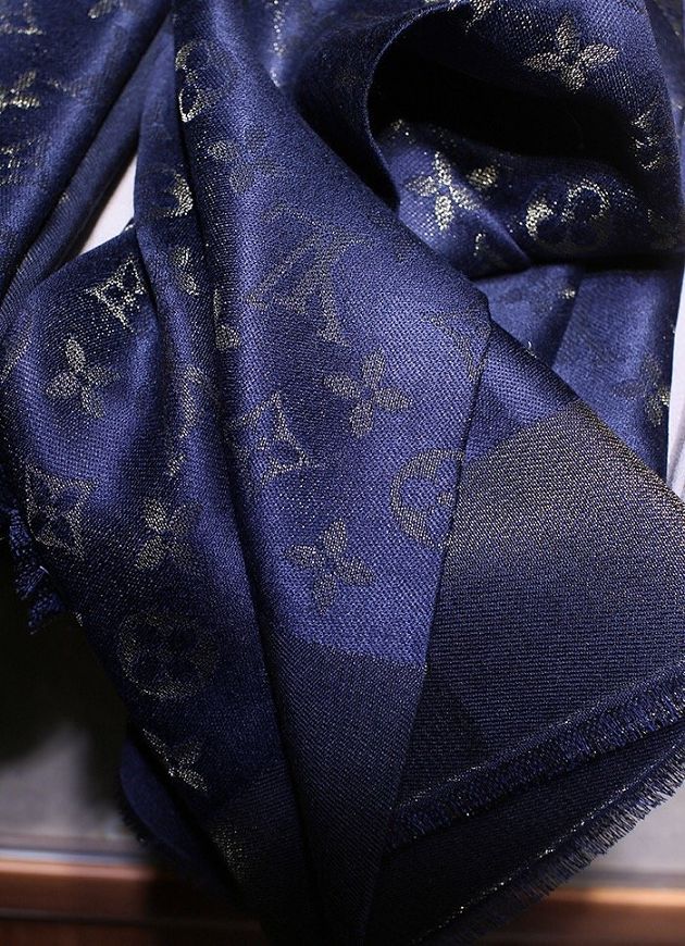 2020 louis vuitton top quality silk scarf L568 royal blue&gold