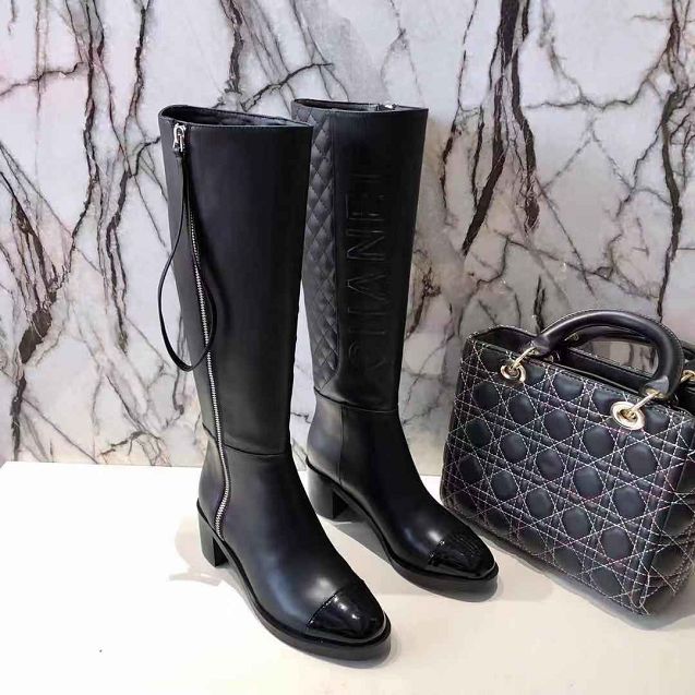 2020 CC original calfskin high boots 50mm heel G34961 black