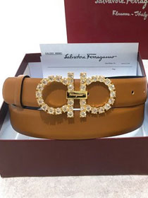 Feragamo original calfskin belt 25mm F0058 coffee