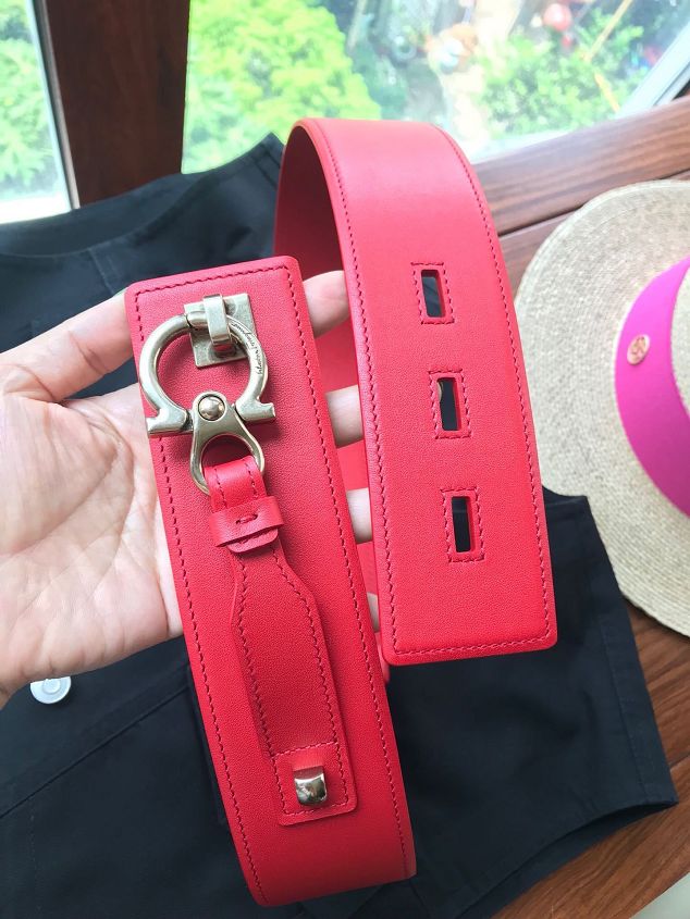 Feragamo original calfskin belt 35mm F0057 red