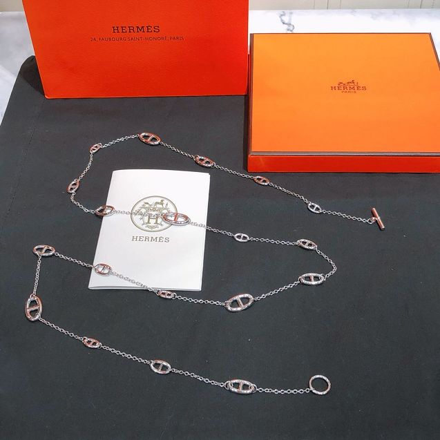 Hermes athena chain belt H064556 silver