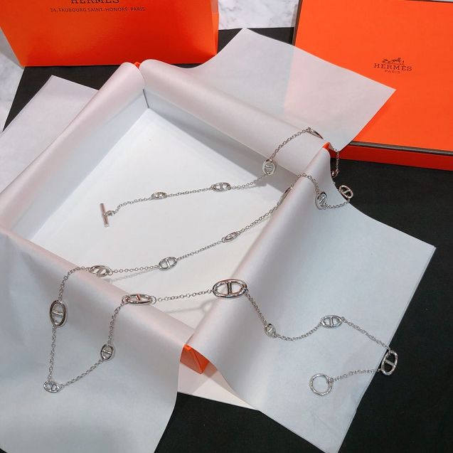 Hermes athena chain belt H064556 silver