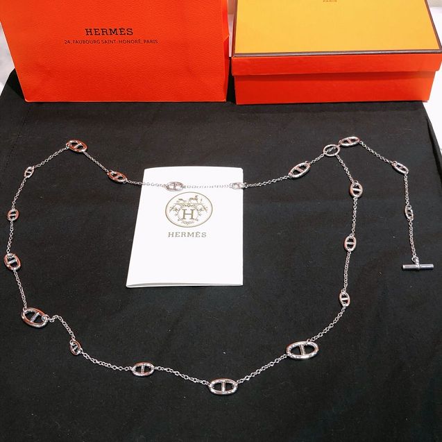 Hermes athena chain belt H064556 silver