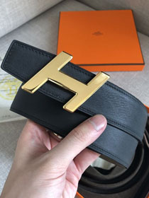 Hermes original epsom leather H belt 38mm H066540 black