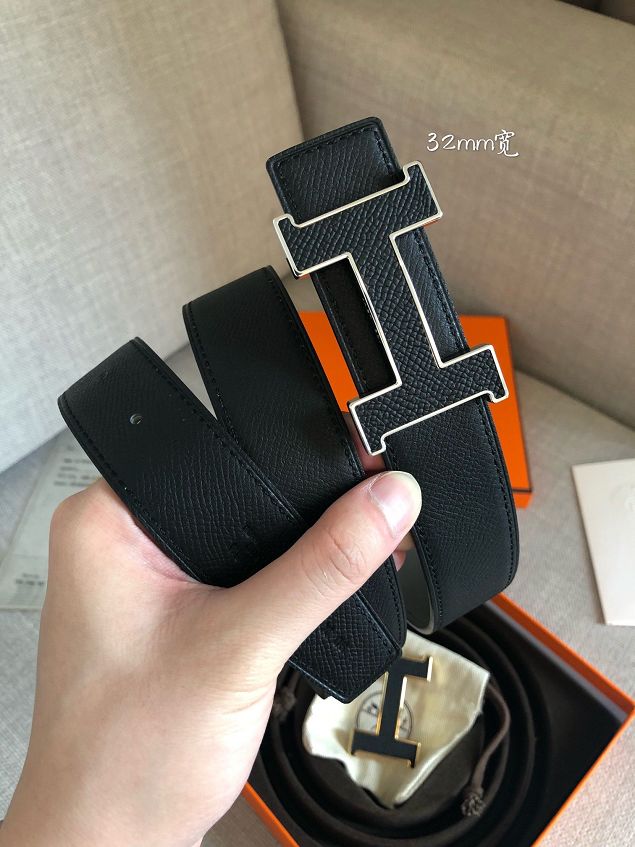 Hermes original epsom leather constance 2 belt 32mm H064550 black