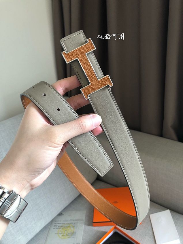 Hermes original epsom leather constance 2 belt 32mm H064550 coffee