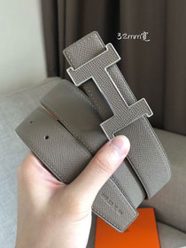 Hermes original epsom leather constance 2 belt 32mm H064550 grey