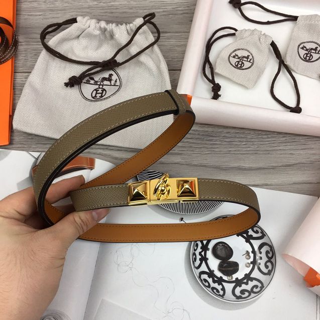 Hermes original epsom leather rivale belt 18mm H076307 grey