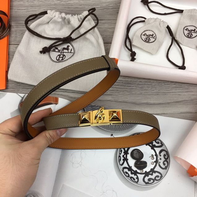 Hermes original epsom leather rivale belt 18mm H076307 grey