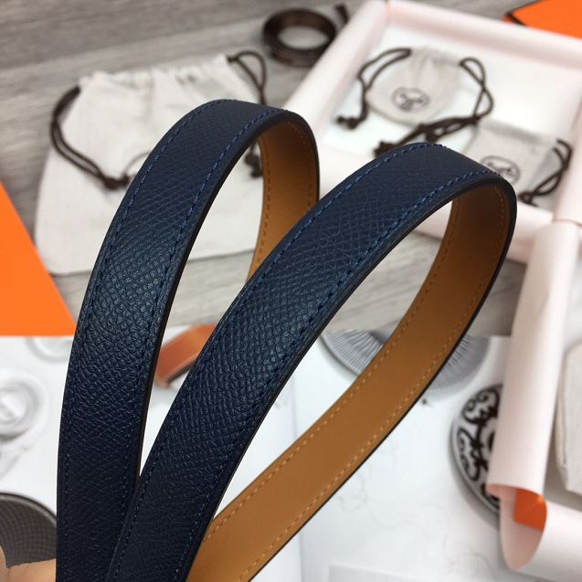 Hermes original epsom leather rivale belt 18mm H076307 navy blue