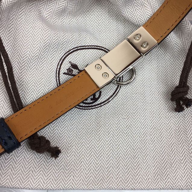 Hermes original epsom leather rivale belt 18mm H076307 navy blue