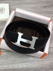 Hermes original togo leather H belt reversible 32mm H064544 black