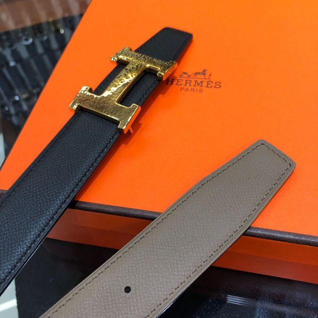 Hermes orignal epsom leather constance belt 32mm H071440 grey