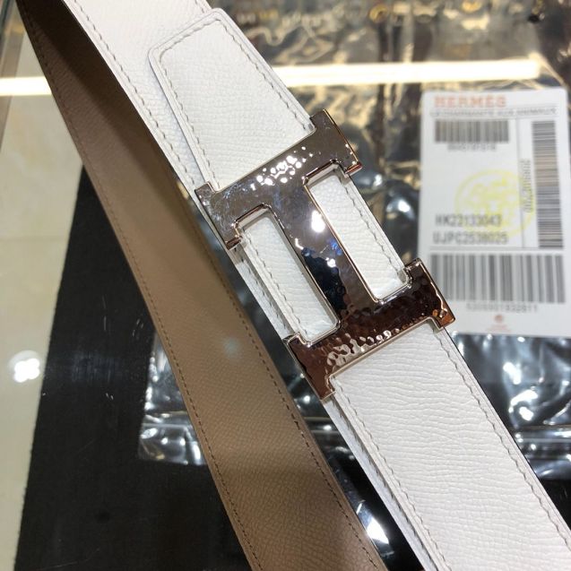 Hermes orignal epsom leather constance belt 32mm H071440 white
