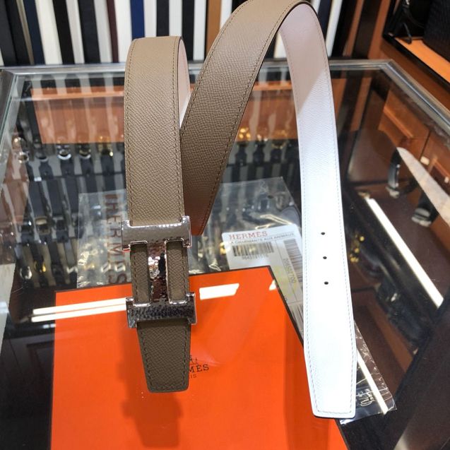 Hermes orignal epsom leather constance belt 32mm H071440 white
