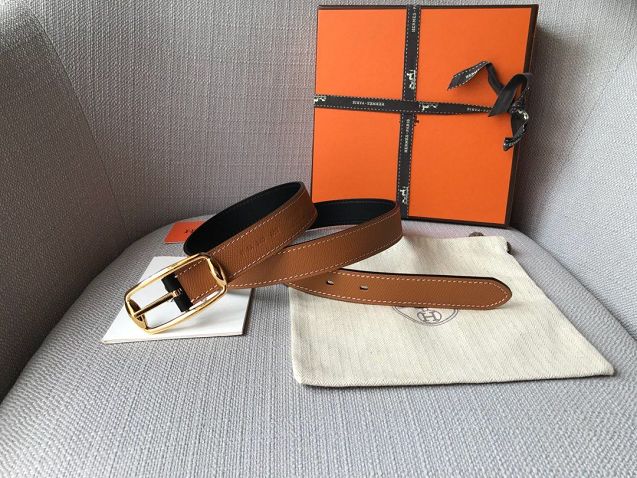 Hermes orignal epsom leather reversible belt 24mm H071450 coffee