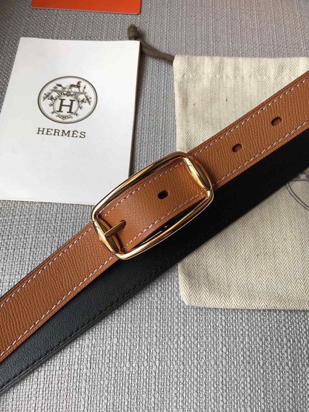 Hermes orignal epsom leather reversible belt 24mm H071450 coffee