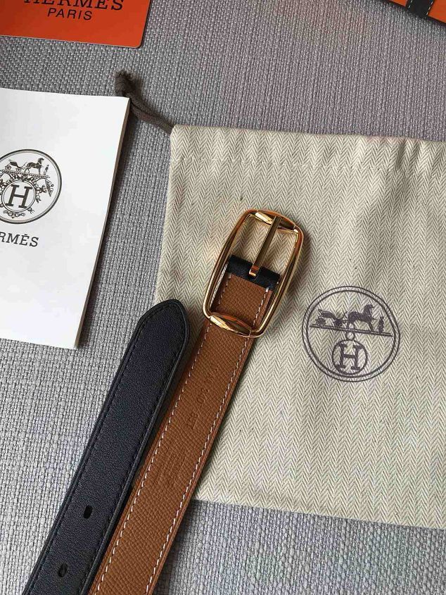 Hermes orignal epsom leather reversible belt 24mm H071450 coffee