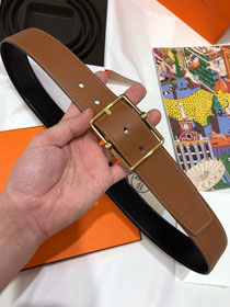 Hermes orignal togo leather reversible belt 32mm H071438 coffee