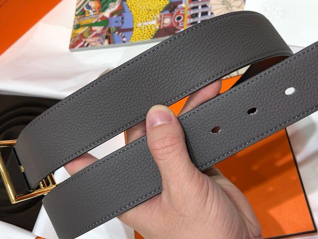 Hermes orignal togo leather reversible belt 32mm H071438 grey