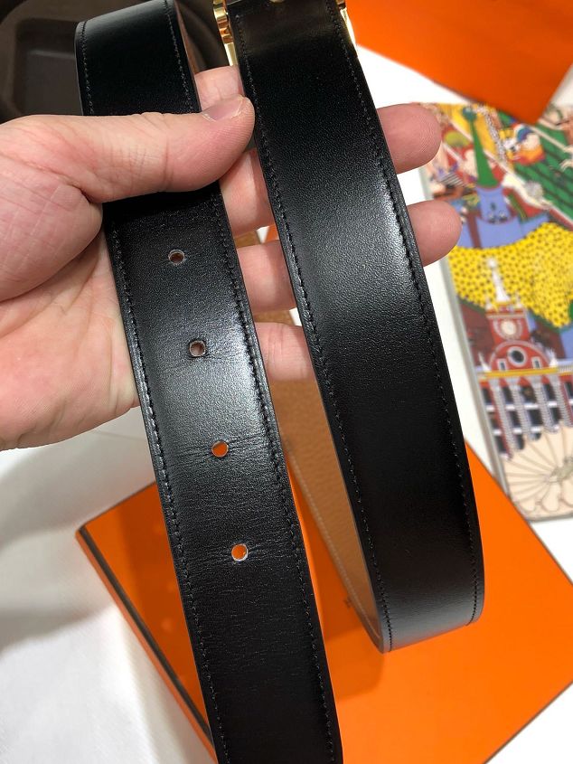Hermes orignal togo leather reversible belt 32mm H071439 coffee