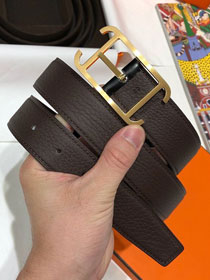 Hermes orignal togo leather reversible belt 32mm H071439 dark coffee