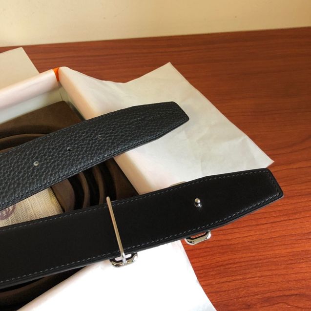 Hermes orignal togo leather reversible belt 32mm H077941 black